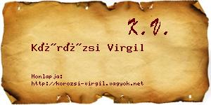 Körözsi Virgil névjegykártya